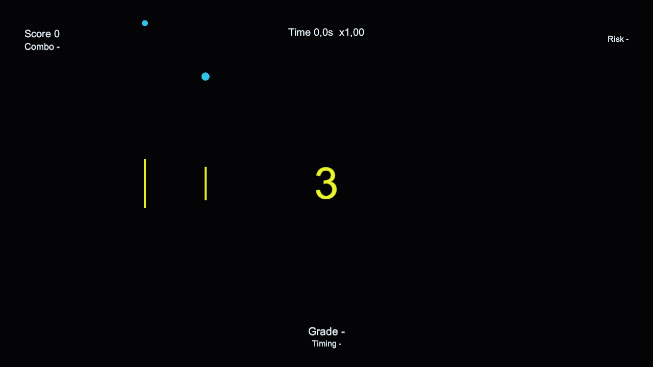 .panic early HUD gameplay preview with score, timer, risk label, target bars and countdown